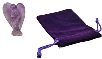 Figura de ángel de piedra preciosa, ángel de la guarda, cristal curativo, talismán, amuleto de la suerte, estatua de ángel Fengshui, decoración (Amatista)