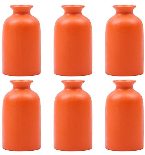 Kleine orangefarbene Vasen, moderne Boho-Vasen für trockene Blumen, orangefarbene Keramik-Knospenvasen für Heimdekoration, kleine Vasen für Tafelaufsätze in Großpackung, Mini-Blumenvasen für Hochzeit,