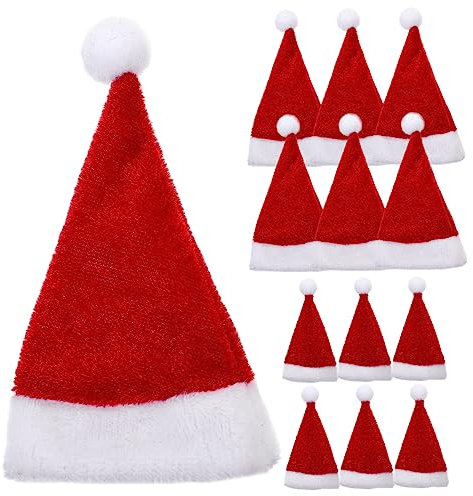 MERRYHAPY 12 Stücke Mini Weihnachtsmützen für Weinflaschen Lutscher Weihnachtsmützen Dekorative Weihnachtsdeko für Festlichkeiten und Partys