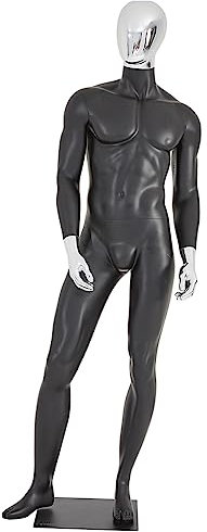 Eurohandisplay Männlich Schaufensterpuppe Schwarz Matt Lackiert Galvanik Kopf und Hände Neu Männlich für Boutiquen, Bekleidungsgeschäfte, Ausstellungsorganisatoren, Modeindustrie