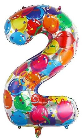 Vthoviwa 40 Zoll/18 Farbens Luftballon Zahlen 2 Farbenfrohe, Luftballon 2. Geburtstag Foil Ballon, 0123456789,10-19,20-25,30,40,50,60,70,80,90, Folienballon 2 Party Dekoration Helium Unterstützen