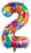 Vthoviwa 40 Zoll/18 Farbens Luftballon Zahlen 2 Farbenfrohe, Luftballon 2. Geburtstag Foil Ballon, 0123456789,10-19,20-25,30,40,50,60,70,80,90, Folienballon 2 Party Dekoration Helium Unterstützen