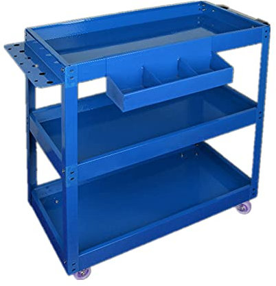 KOHARA Werkzeugwagen Dreistufiger Werkzeugwagen Trolley Werkzeugschrank Mobiles Regal Werkzeugwagen Werkzeugkisten (Farbe: Blau, Größe: 65 x 35,5 x 74 cm)
