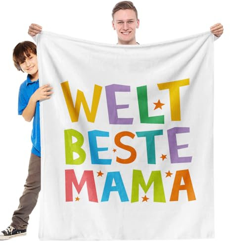 Weltbeste Mama Geschenk Kuscheldecke (130x150cm) | Zum Geburtstag oder Muttertag Herz Decke Weich Flauschig Fleecedecke