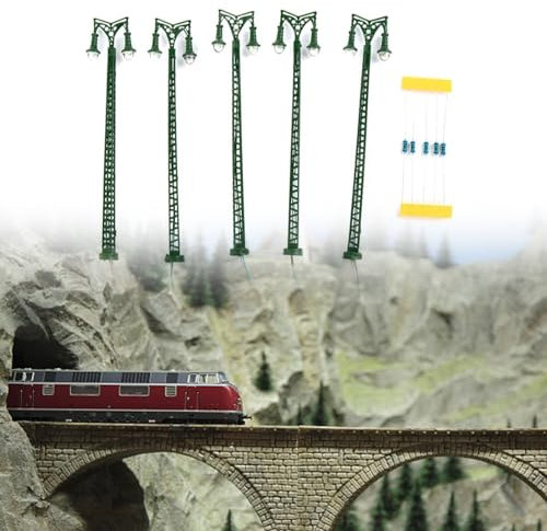 5 Stück Spur N 1:160 LED Lampe Modelleisenbahn Lichter Gittermast Licht Layout Modell Bahn Lampe Led Modelleisenbahnleuchten
