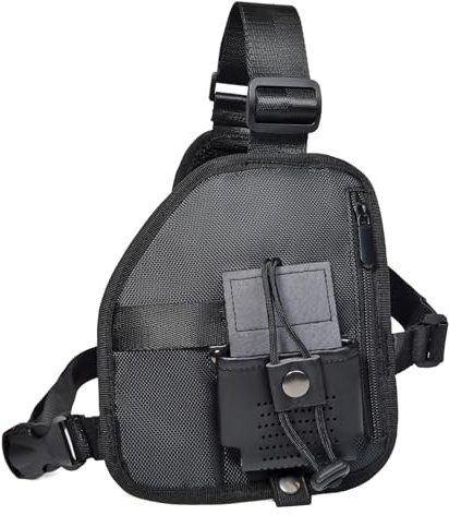 UAYESOK Radio Chest Harness Walkie Talkie Holder Holster Case Pouch Two Way Radio Nylon Chest Rig Pack with Strap for Kenwood Baofeng Icom Midland President Motorola Retevis Yaesu Handheld Radio