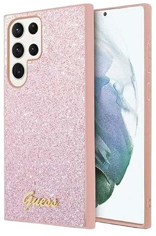 Guess GUHCS24LHGGSHP Hülle für S24 Ultra S928 Rosa hardcase Glitter Script