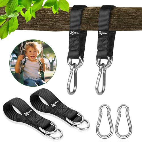 ALECPEA 2er-Set Schaukelbefestigung, Premium Nylon-Aufhängeset für Hängematten und Schaukeln, inklusive Hochleistungs-Karabiner und D-Ringe - Tragfähigkeit 200 kg