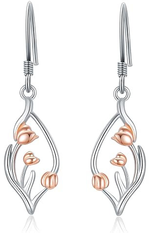 HARMONY BOLA Tulpen Ohrringe 925 Sterlingsilber Tulpen Ohrhänger Hypoallergen Weihnachts Geburtstagsschmuck Geschenke für Frauen Mutter Freundin