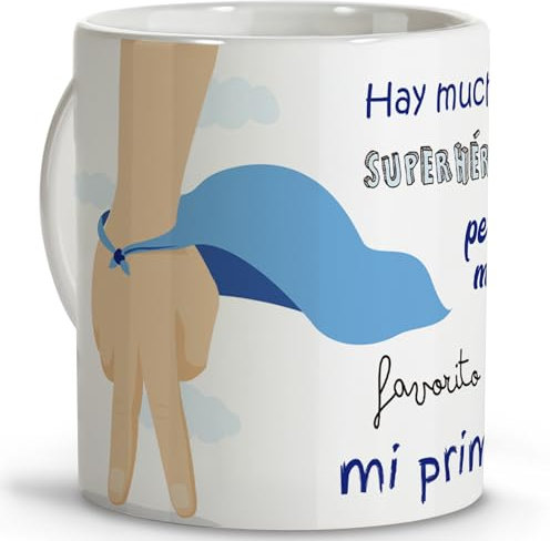 LolaPix Tazas primos. Tazas de cafe. Taza mensaje. Regalos primos. Taza cerámica 330 ml.