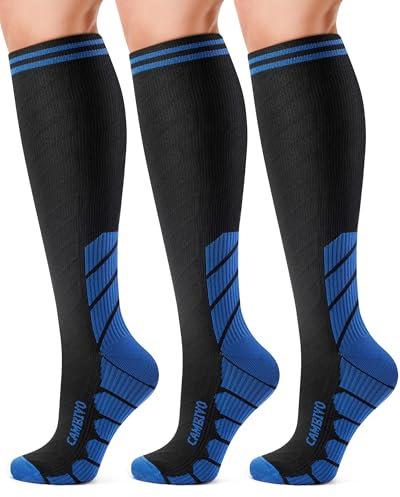CAMBIVO Kompressionsstrümpfe Damen Herren 3 Paar, Stützstrümpfe, Compression Socks, Kompressionssocken, Thrombosestrümpfe für Erholung, Laufen, Reise, Shifahren, Schwangerschaft, Alltag
