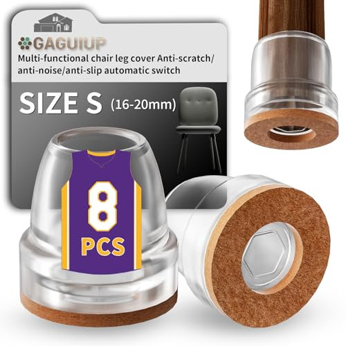Anti skid slide automatic switching Chair Leg Floor Protectors,Chair Leg Caps for Bed,Chair,Furniture Leg Protectors,Bar Stool Floor Protectors for Hardwood Floors(8Pcs 0.75transparent)