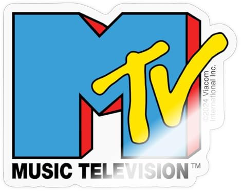 Spreadshirt MTV Music Television Ikonisches Logo Sticker Aufkleber, 10 x 10 cm, Transparent glänzend