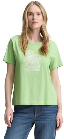 TOM TAILOR Basic T-Shirt aus Bio-Baumwolle, Multicolor White dot Structure, XS