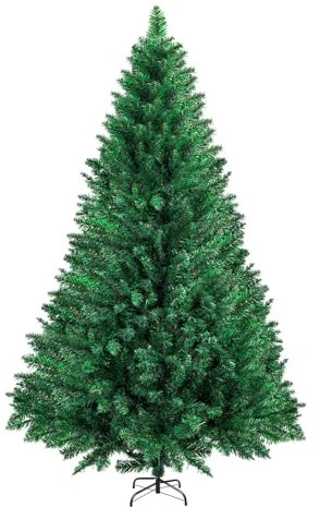 gihusrzx 5/6/7/8/10ft Canadian fir Christmas Tree, Artificial Full Bodied Small Christmas Tree with Thick Branch Tips, Detachable Metal Stand, Seasonal Decoration Tree for Winter Party 10FT