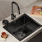 KISYHOLG Fregadero de Cocina de Acero Inoxidable con lavaplatos y Grifo extraíble, Fregadero de preparación bajo encimera Negro, Conjunto de coladores de Cesta, herrajes de Montaje (Color: