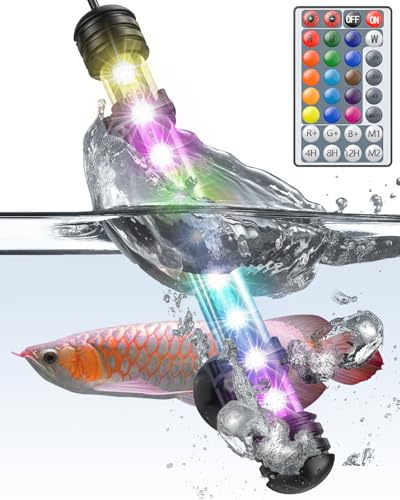 Pawfly 1.8 W Aquarium LED Lamp 19 cm with Timer Aquarium Backlight with 4 Lighting Modes Underwater Light Tube with Powerful Remote Control (Batteries Not Included)
