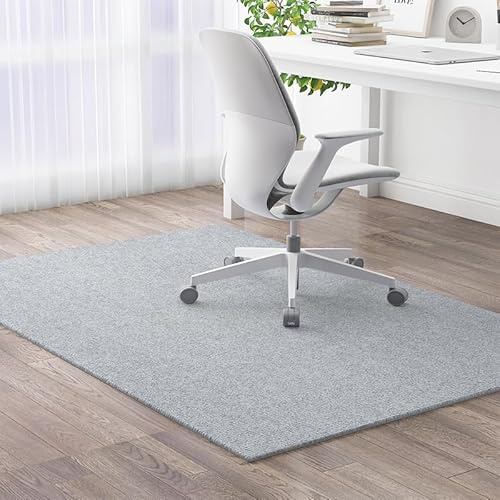 Bürostuhl Unterlage Schwarz, Bodenschutzmatte Bürostuh Teppich, Kratzfest Bodenmatte Stuhlunterlage für Hartböden aus Polycarbonat, Schreibtischstuhl Unterlage für Laminat,Hellgrau,150 x 200cm