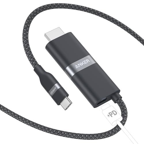 Anker Nano USB-C to HDMI Cable Adapter with PD Fast Charging Port, 4K@60Hz HDMI to USB-C Cable, Sustainable with Advanced Shielding, Thunderbolt 5/4/3, for MacBook, iPhone 16/15, HD TV (1,8m, 140W)