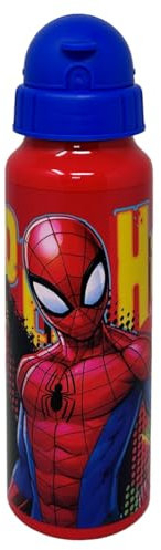Gourde en aluminium avec paille Spiderman Marvel bouteille 550 ml accessoire pour enfants