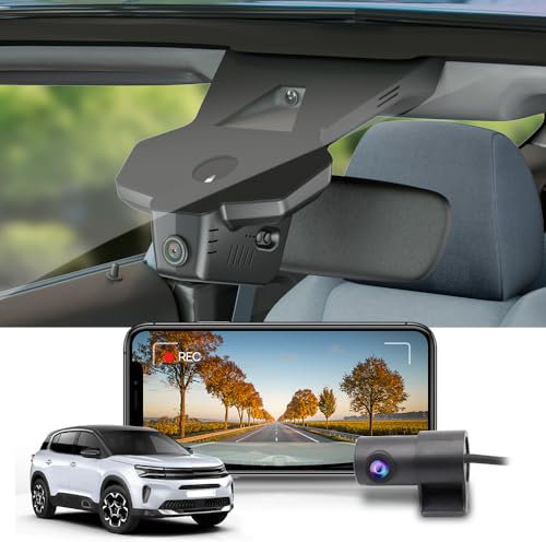 Fitcamx Dashcam Vorne Hinten 2160P+1080P Passend für Citroen (Citroën) C5 Aircross 2024 2025, OEM Dashcam 4K UHD Video WiFi, G-Sensor, Loop-Aufnahm, Night Vision, WDR Dasch-cam Auto, 128 GB-Karte