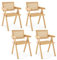 RELAX4LIFE Esszimmerstühle 4er Set, Küchenstuhl aus Bambus Rattan, Akzentstuhl mit Gewebtem Sitz, bis 130 kg belastbar, Rattanstuhl für Wohnzimmer Esszimmer (4)