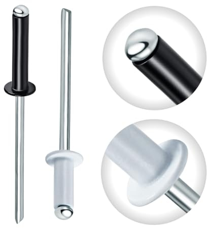 Gabex Blindnieten Bunt Farbig lackiert Popnieten Flachkopf Aluminium Stahl Schwarz Weiß (3,2 x 6 mm, 50 Stück, RAL9010 weiß)