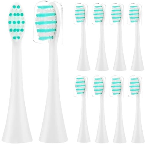 10 Stück Bürstenköpfe passend für Happybrush VIBE 3 Aufsteckbürsten Ersatzbürsten, Ersatzbürstenkopf passend für Eco VIBE 3 - Weiß