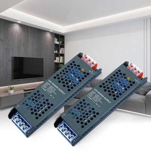 KSIBNW Transformador 220V a 12V, Fuente de Alimentación LED AC 220V a DC 12V 16,6A 100W Drive Fino Conmutada Fuente Alimentación de Voltaje Constante Driver de Bajo Voltaje para Tira LED, 2Piezas