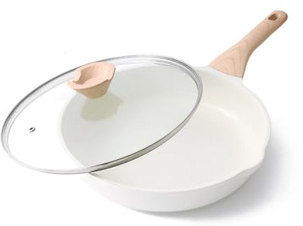 Kordisen Ceramic Nonstick Frying Pan with Lid, 28 cm Induction Ceramic Pan, Healthy and Non-Toxic, PFOA & PFAS Free