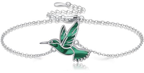 DAYLINLOVE Kolibri Armband 925 Sterling Silber Malachit Kolibri Armbänder Kolibri Schmuck Geschenke für Damen Frauen Mädchen Mama Kolibri Liebhaber