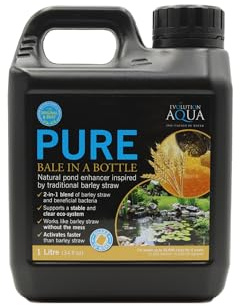 Evolution Aqua PURE Bale In A Bottle – Barley Straw for Ponds with Beneficial Bacteria | Natural Pond Conditioner to Clear Water & Maintain a Healthy Pond (1L)