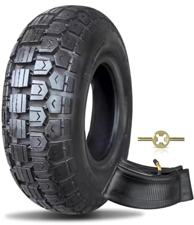 Reifen für Schubkarre 4.10/3.50-6 mit Schlauch für Go-Karts, ATVs, Quads, Minibikes, Gartenfräsen, Schneefräsen, Schubkarren, Rasentraktoren, 50 PSI