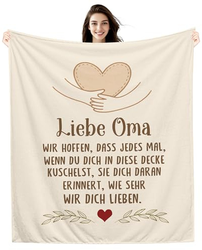 Amorea Liebe Oma Wir hoffen DASS jedes Mal wenn du Dich in Diese Decke kuschelst sie Dich daran erinnert wie sehr wir Dich lieben Decke Geschenk für Oma Geburtstag Großmuttertag (Oma-b)