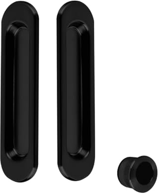 TiendaManilla Uñeros Tiradores Ovalados con Dedal para Puertas Correderas Empotrables | Kit de 2 Unidades en Zamak Reforzado y Acabado Negro Mate Elegante