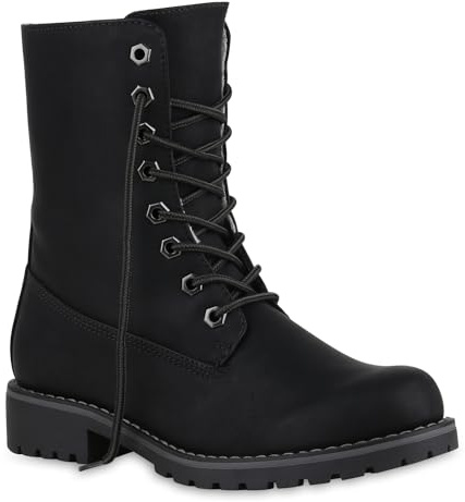 stiefelparadies DAMEN SCHUHE 125211 STIEFELETTEN SCHWARZ Glatt 42 Flandell