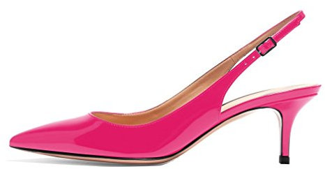 EDEFS Womens Pointy Toe Slingback Court Shoes 6.5cm Kitten Heel Cute Pumps Rose Size EU44