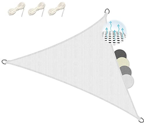 Sol Royal Tenda a Vela Ombreggiante Triangolare 4,2x4,2x6 m HDPE SolVision HS9 - Vele Parasole da Giardino Traspirante Protezione Parasole e Raggi UV - Tendone Tende Bianco 420x420x600 cm