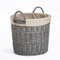 Home Storage Grey Painted Round Wicker Basket Laundry Toys Baby Nursery Collection Box (Medium)