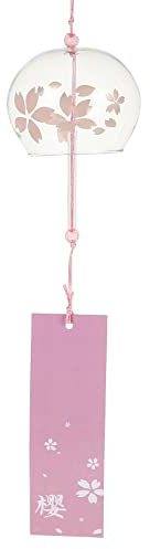 VOSAREA Glas Japanisches Windspiel: Rosa Japanische Windglocken Glas Garten Windspiel für draußen hängend Balkon Geburtstagsgeschenk
