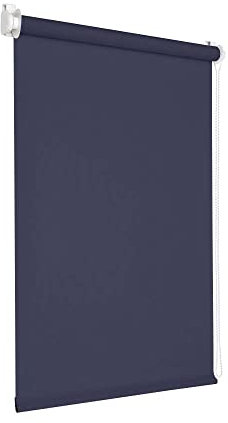 Victoria M. Tenebra Tenda a Rullo Oscurante, Montaggio con e senza Fori, Avvolgibile, Blu Scuro, 45 cm x 220 cm (Larghezza x Altezza)