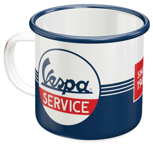 Nostalgic-Art Retro Emaille-Tasse, 360 ml, Vespa – Service – Geschenk-Idee für Roller-Fans, Original Lizenzprodukt (OLP), Camping-Becher, Vintage Design