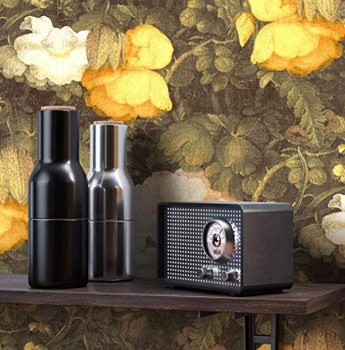 NEWROOM Blumentapete Tapete gelb Blumen Rosen Floral Vliestapete Vlies moderne Design Optik Tapete Vintage inkl. Tapezier Ratgeber