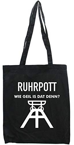 WB wohn trends Tasche Ruhrpott wie geil ist dat denn, Druckfarbe: Weiss, Einkaufs-Beutel schwarz