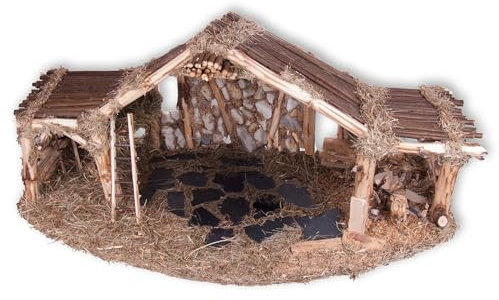 Fritz Cox® Holz-Krippen-Stall, Handarbeit aus Deutschland für EIN schönes Weihnachtsfest (Gelderland-Stall)