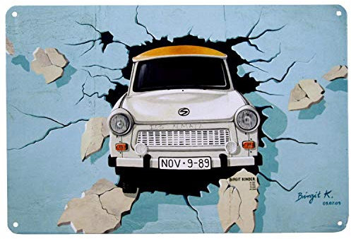 Blechschild Trabant | Metall, 20x30 cm | DDR Nostalgie | Wand Dekoration | Retro Vintage Schild | Geschenk & Souvenir