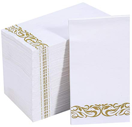 Vplus 200 Pack Paper Napkins, Soft Disposable Dinner Napkins, 3 Ply, Gold