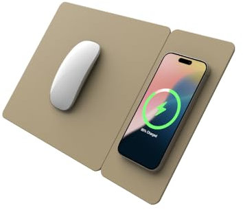 Pout HANDS3 Split Abnehmbares Mauspad, 15 W, für iPhone XS Max/XR/X/XS/8/8 Plus/SE2 2020, Samsung Galaxy S10/S9/S8 Plus Note 9/8, Airpods Pro/2 und 1 (Creme Latte)
