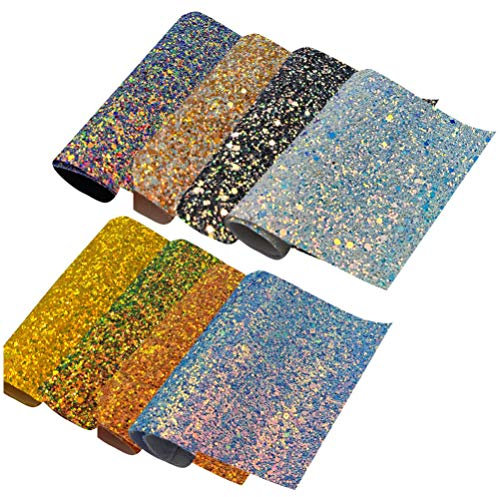 8 Stück Pailletten Glitzer Stoff Kunstleder Blätter aus Kunstleder Rücken Stoff Handwerk für Ohrringe DIY
