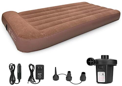Bestrip Materasso Gonfiabile,Letto Singolo Gonfiabile con Pompa Elettrica Incorporata,campeggio Airbed,per Interni,Attività all'Aperto,Feste di Natale (marrone)